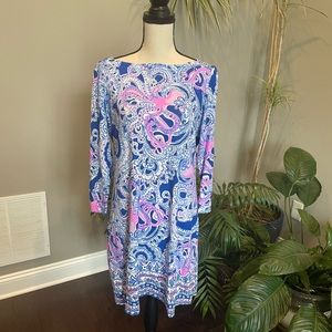 Lilly Pulitzer Sophie Dress Blue Grotto Legga Sea, Size L